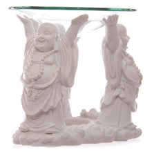 White Laughing Buddha Oil and Wax Burner with Glass Dish