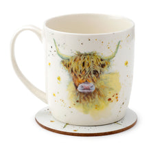 Jan Pashley Highland Coo Cow Mug and Coaster Set
