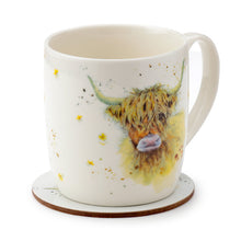 Jan Pashley Highland Coo Cow Mug and Coaster Set