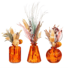 Amber Glass Bud Vases Set