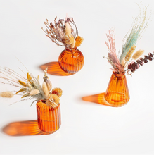 Amber Glass Bud Vases Set