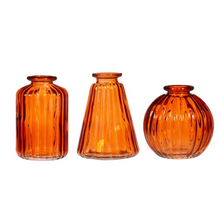 Amber Glass Bud Vases Set