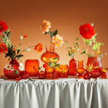 Amber Glass Bud Vases Set