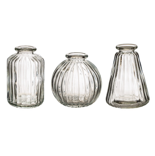 Plain Glass Bud Vases Set