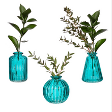 Turquoise Glass Bud Vases Set