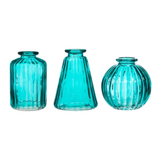 Turquoise Glass Bud Vases Set
